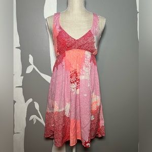 Roxy Blue & Green Floral Open Back High Low Dress